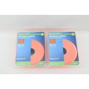 4 Rolls Monarch 1136 2 Line Pricing Labels Flourescent Red 1750 per Roll 925085